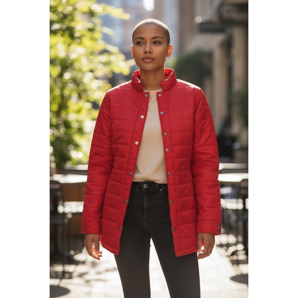 Dravus‎ Quilted Snap Front Jacket Red Women's Size S
